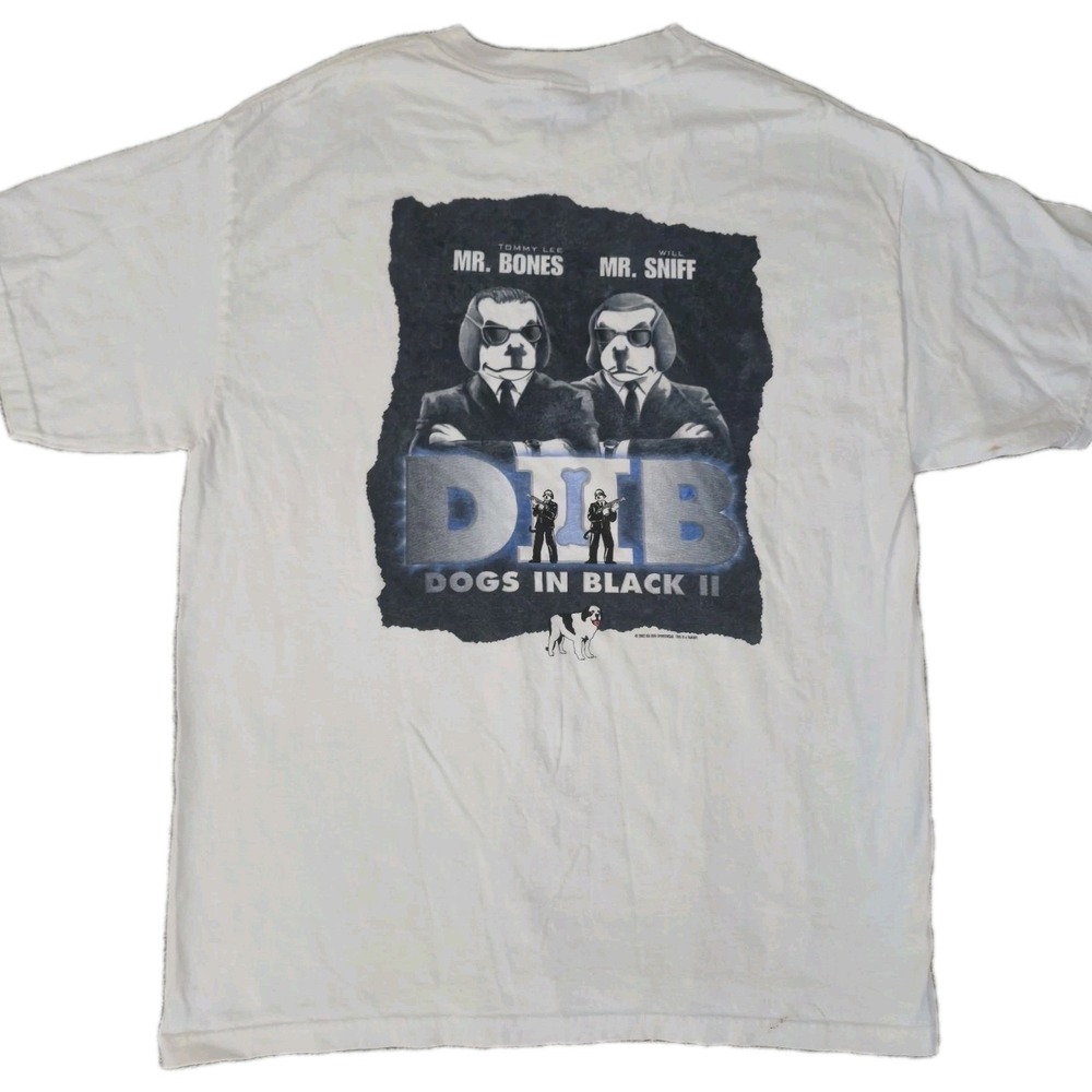 Vintage Big Dogs Shirt Mens L White 90s Men In Black Movie Parody Universal